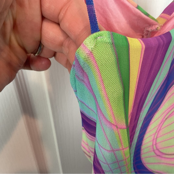 Pre-Owned Black Bead Moire Patterned Pastel Slip On Dress, Size Small - Picture 7 of 10